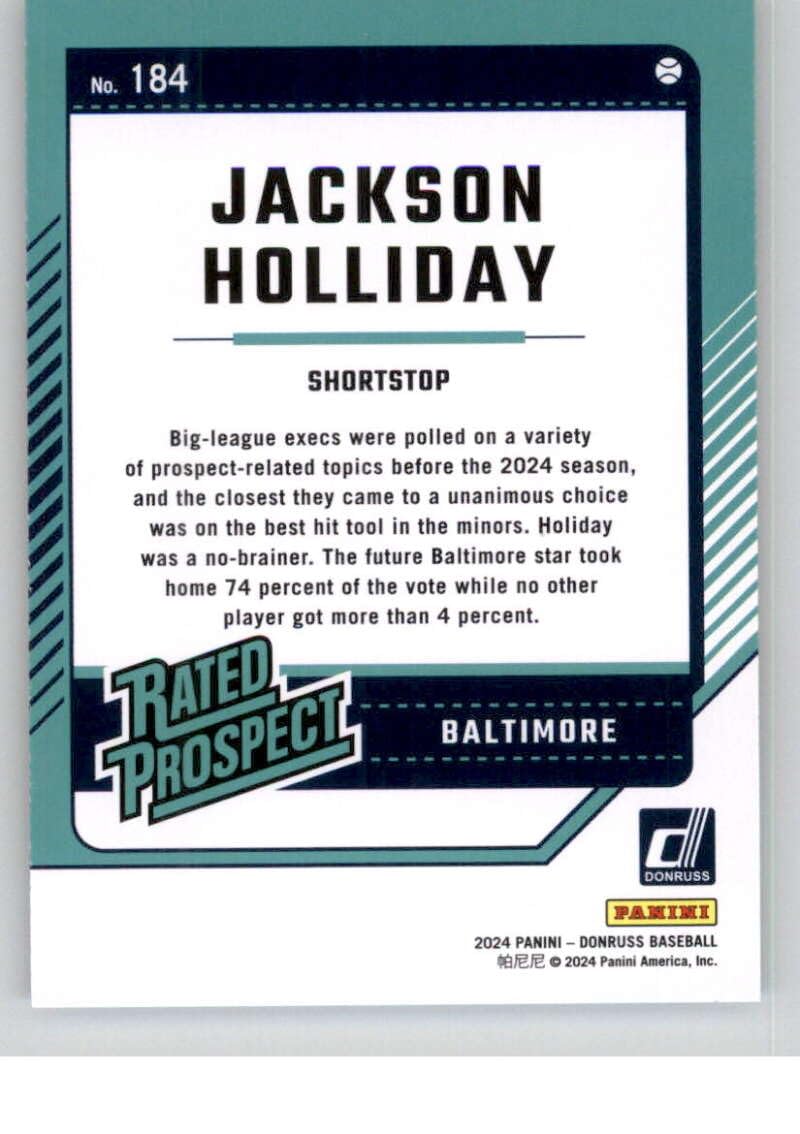 Amazon.com: 2024 Donruss #184 Jackson Holliday RC Rookie Card