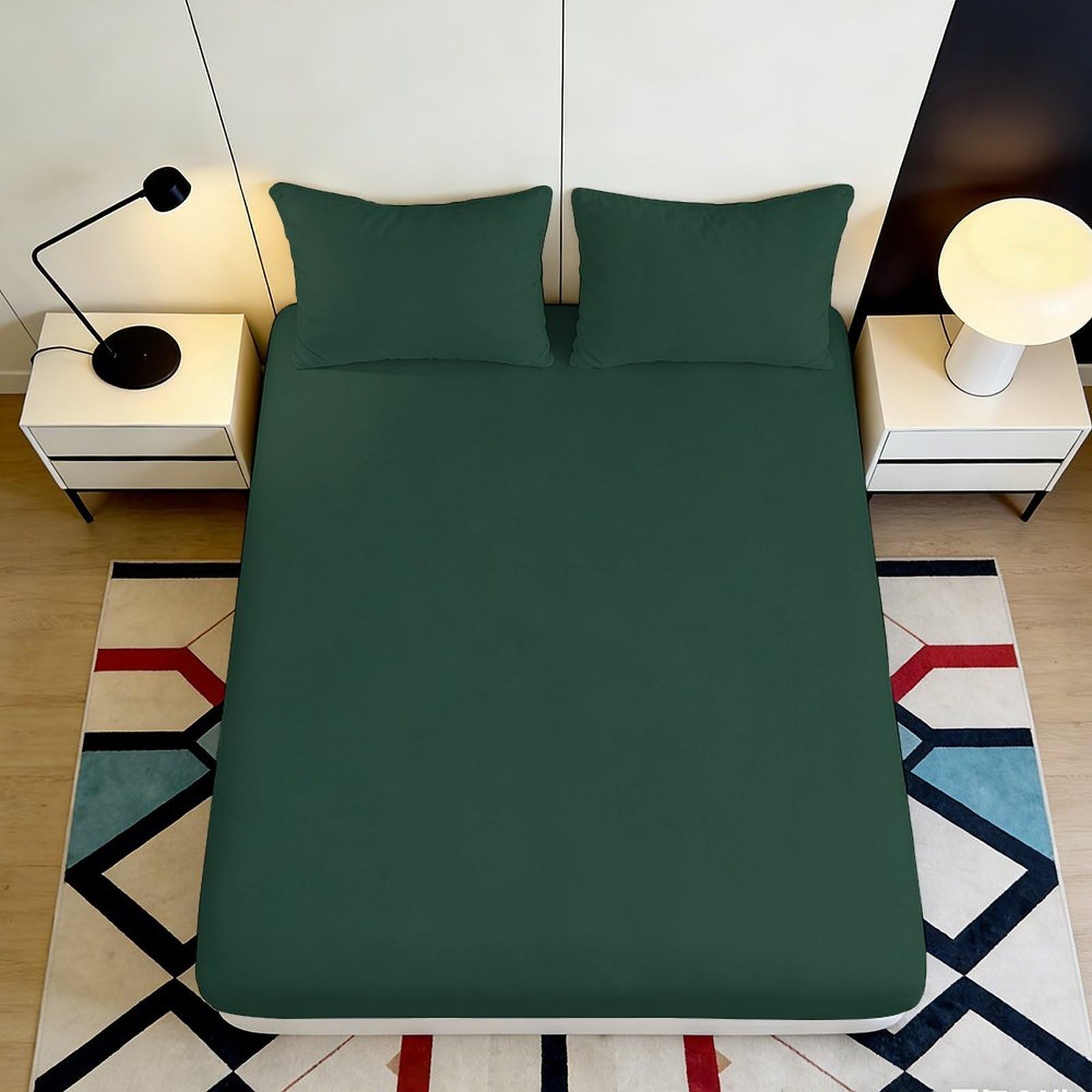 Pnayamiorkfel Style-10 3D Printed Forest Green Geometry Fitted Sheet Microfiber Soft Breathable Abstract Mattress Cover For Bedroom Guest Room Decor 90X200x25cm