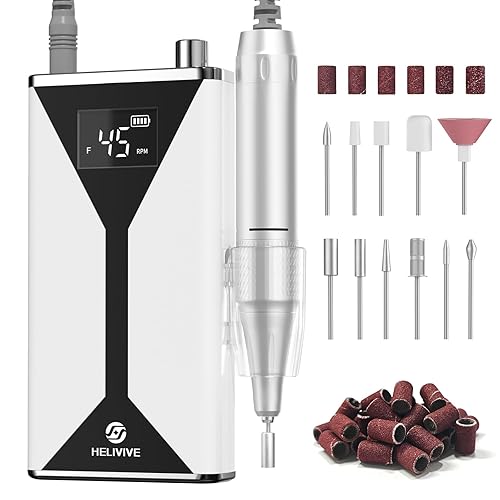 Taladro de uñas eléctrico profesional de 45000 RPM (portátil y recargable) (con 11 brocas), máquina de lima de uñas inalámbrica para dar forma,