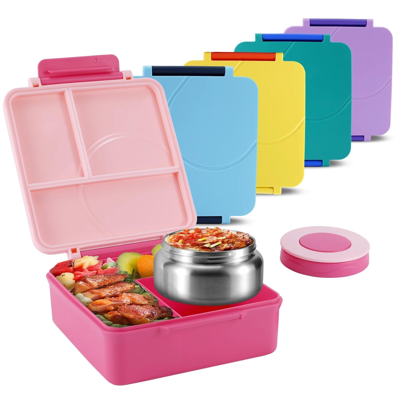 Bento Lunch Boite Boîte à Lunch Isotherme à Quatre Compartiments for Adolescents et Travailleurs à l'école(Pink)