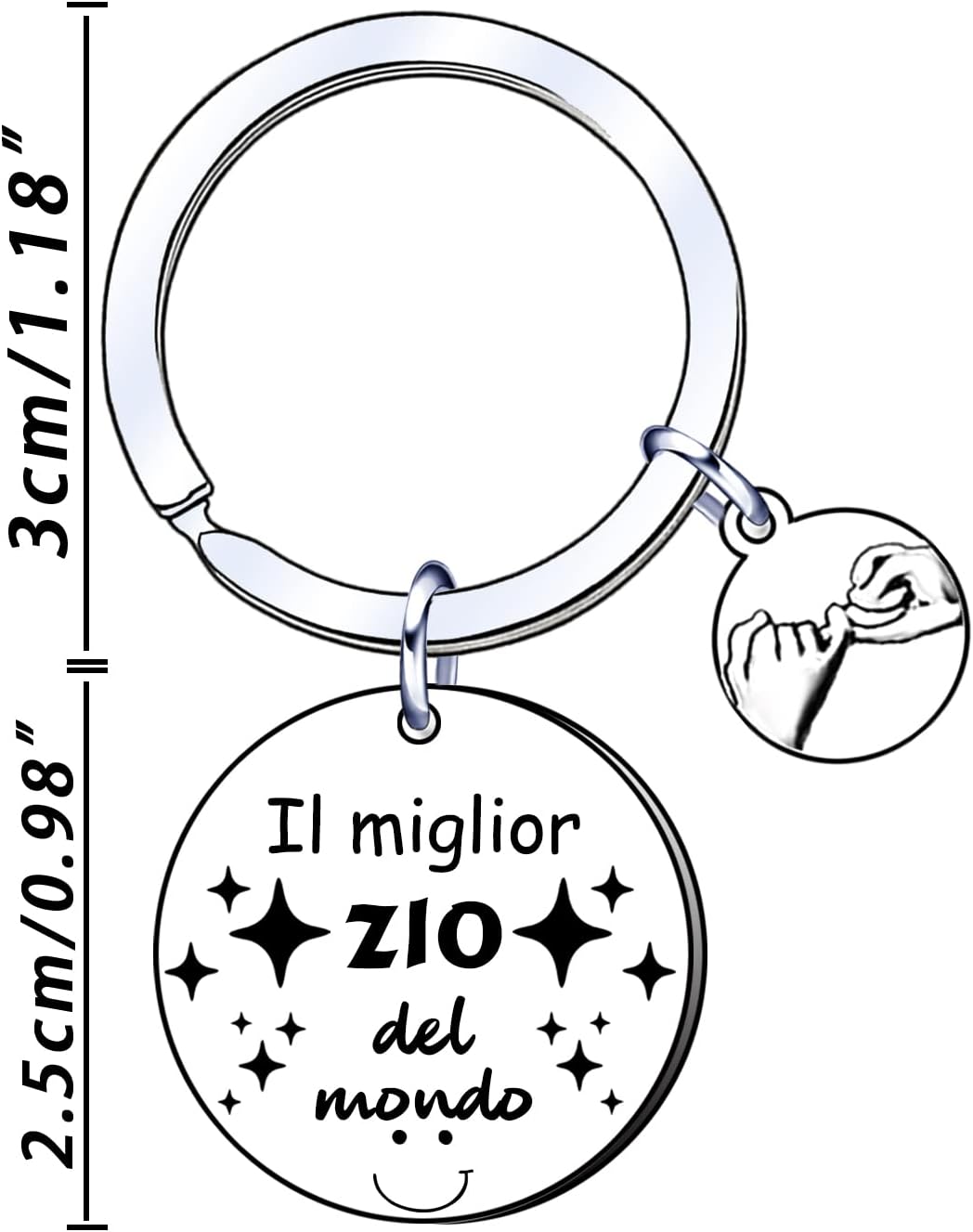 Portachiavi Personalizzato Per Zio - Regalo Compleanno, Natale, Anniversario | Acciaio Inox Con Incisione - Foto 3