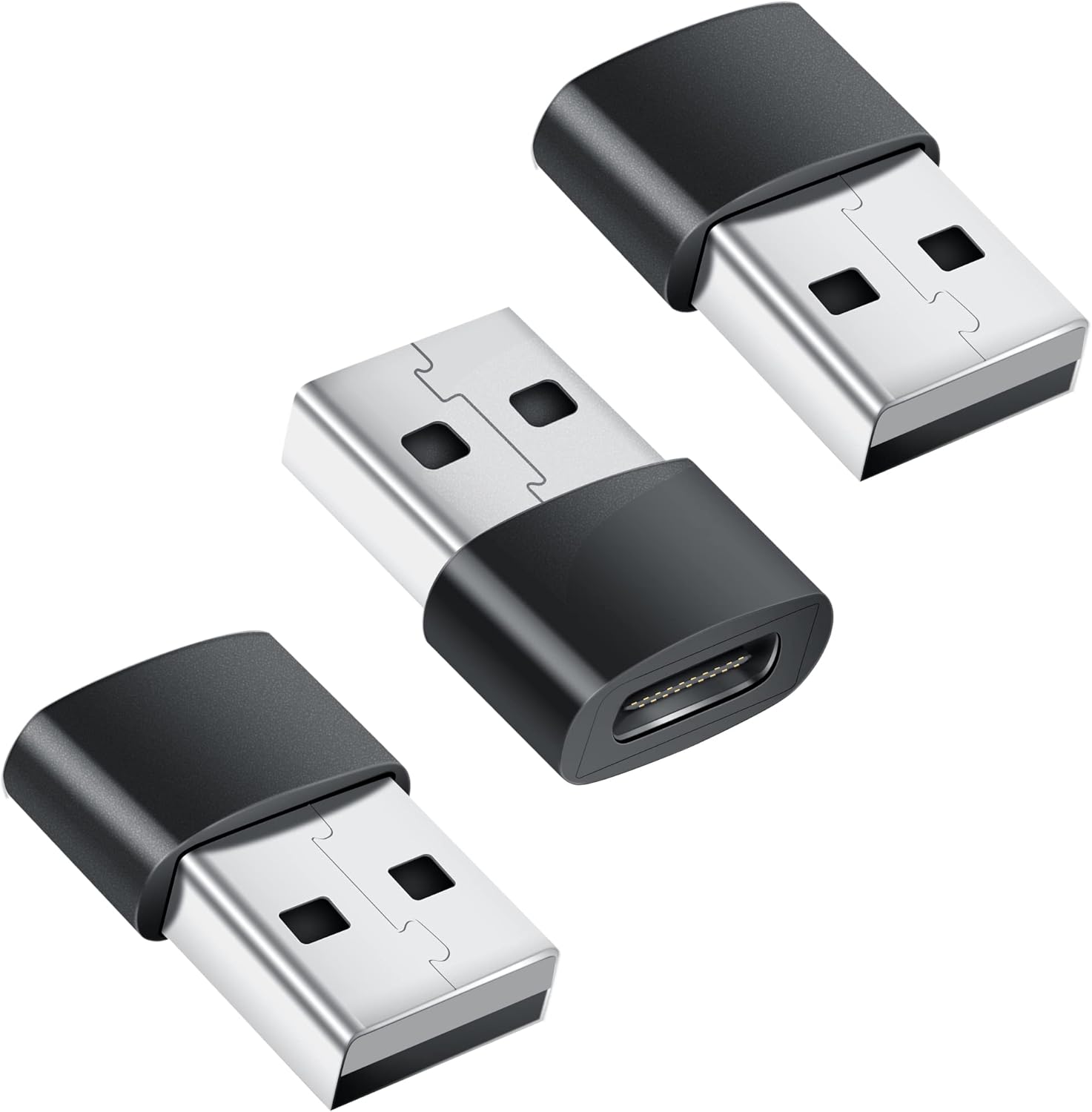 Pack Of 3 USB C Female to USB Male Adapter, Type C to USB A Charger Cable Converter,Compatible with iPhone 11 12 13 14 Plus Pro Max,iPad Air 4 5 Mini 6,Samsung Galaxy S23+ S22 S21 S20,Pixel 5 4XL