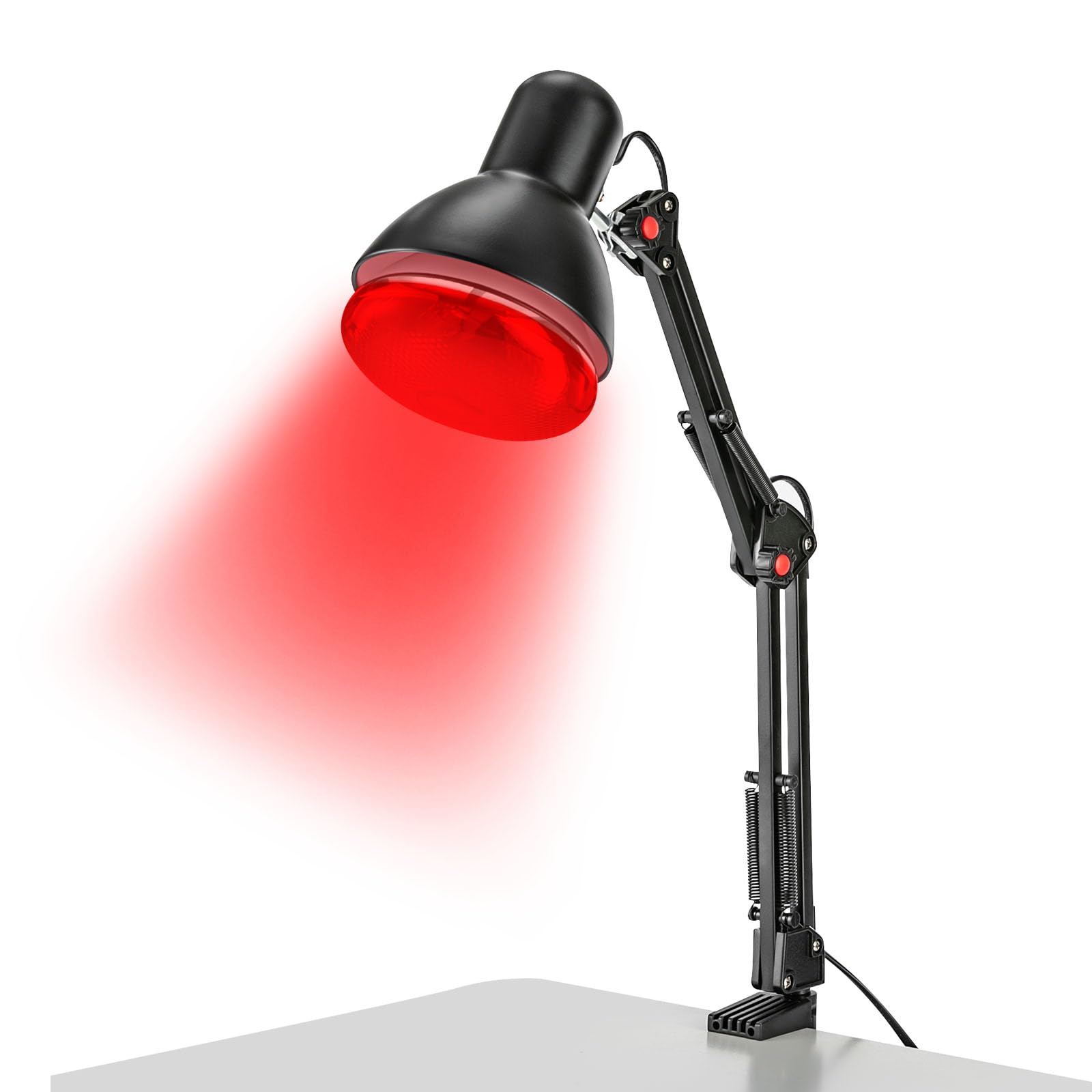 150 W podgrzewana lampa na podczerwień, składana domowa czerwona terapia światło klipsy i głowica może obracać o 360°, aby złagodzić ból ciała