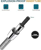 Vista 3 de Manguera de ducha flexible de acero inoxidable de 39 pulgadas, conectores de latón, duradera y flexible