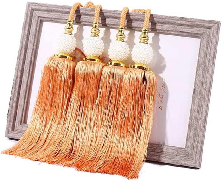 Curtains Tieback Tassel,Curtain Holder, Hanging Pendant Curtain Tieback Tassel Curtain Holdback - 2pcs Vintage Curtain Tie Window Treatment Buckles - Red (Color : Orange)