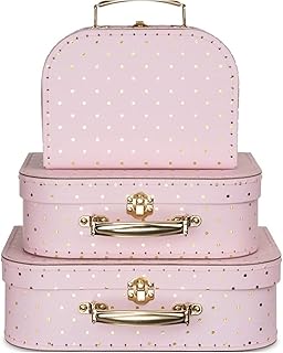 Jewelkeeper Paperboard Suitcases, Set of 3 Vintage Decorative Storage Bo...