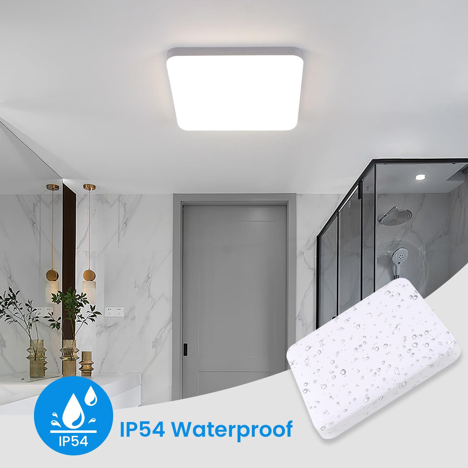 Lampada da Soffitto Moderna a LED, 32W 4 Luci Bianca Lampada da Soffitto in Semplice a Doppio