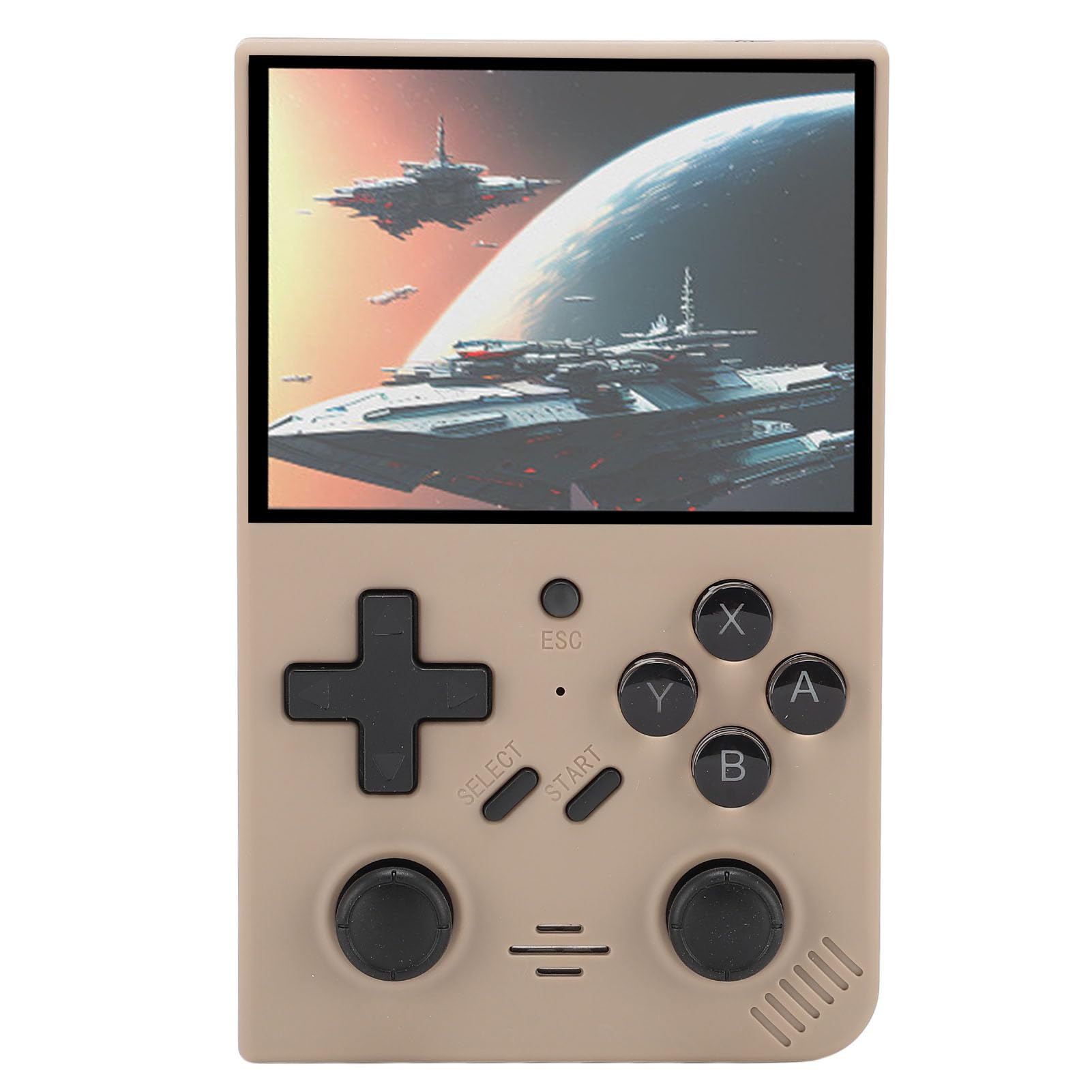 POENVFPO Przenośna Konsola Gier Wideo Retro Przenośna Konsola do Gier z Podwójnymi Joystickami 3D dla Dzieci, Open Source na Kemping, 3,5 -calowy Ekran IPS RK3326 Quad Core 1,5 GHz (GRAY)