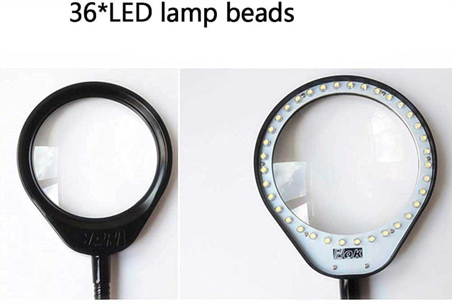 MRKU Lupa de Escritorio LED, lámpara de Aumento, Brillo Ajustable, Manguera Curva Flexible, Lupa de iluminación de Lectura para Mantenimiento