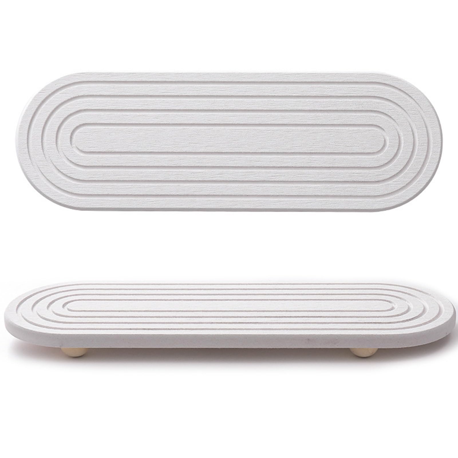 Sink Caddy Organiser – Quick-Drying Diatomaceous Earth Tray, Water-Absorbing Sponge Holder with 4 Wooden Feet, Multi-Purpose Non-Slip Mat for Kitchen, Bathroom & Countertop