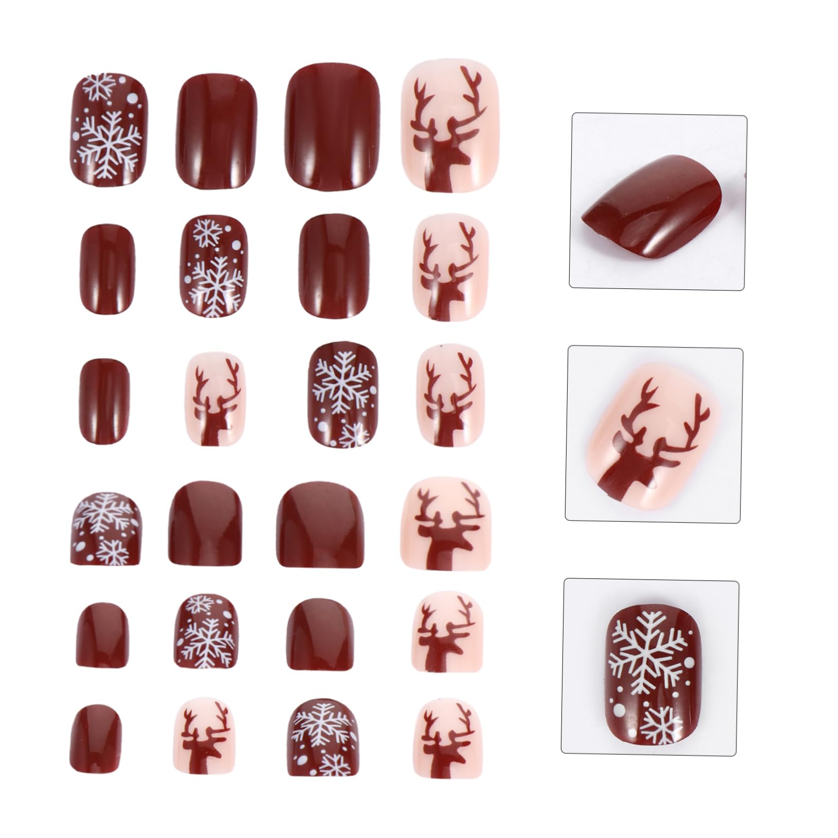 FRCOLOR 48pezzi Unghie Finte Adesivi per Unghie Natalizie in Materiale Abs per Decorazione Finte di Festività