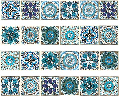 24Pcs Peel and Stick Backsplash for Tile Stickers, 4"x4" Premium Self Adhesive Removable Waterproof for Walls Stickers, Vinyl Wall Tile Stickers for Kitchen, Bathroom, Stairs, Cupboard
