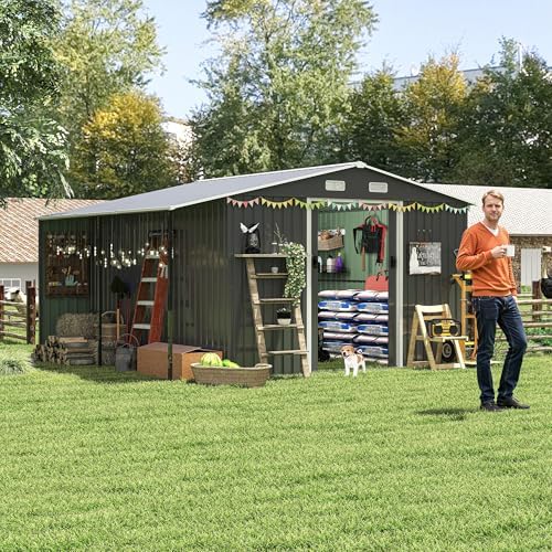 YOPTO 10x12 FT Outdoor Storage Shed,Extra Large Metal Garden Tool...