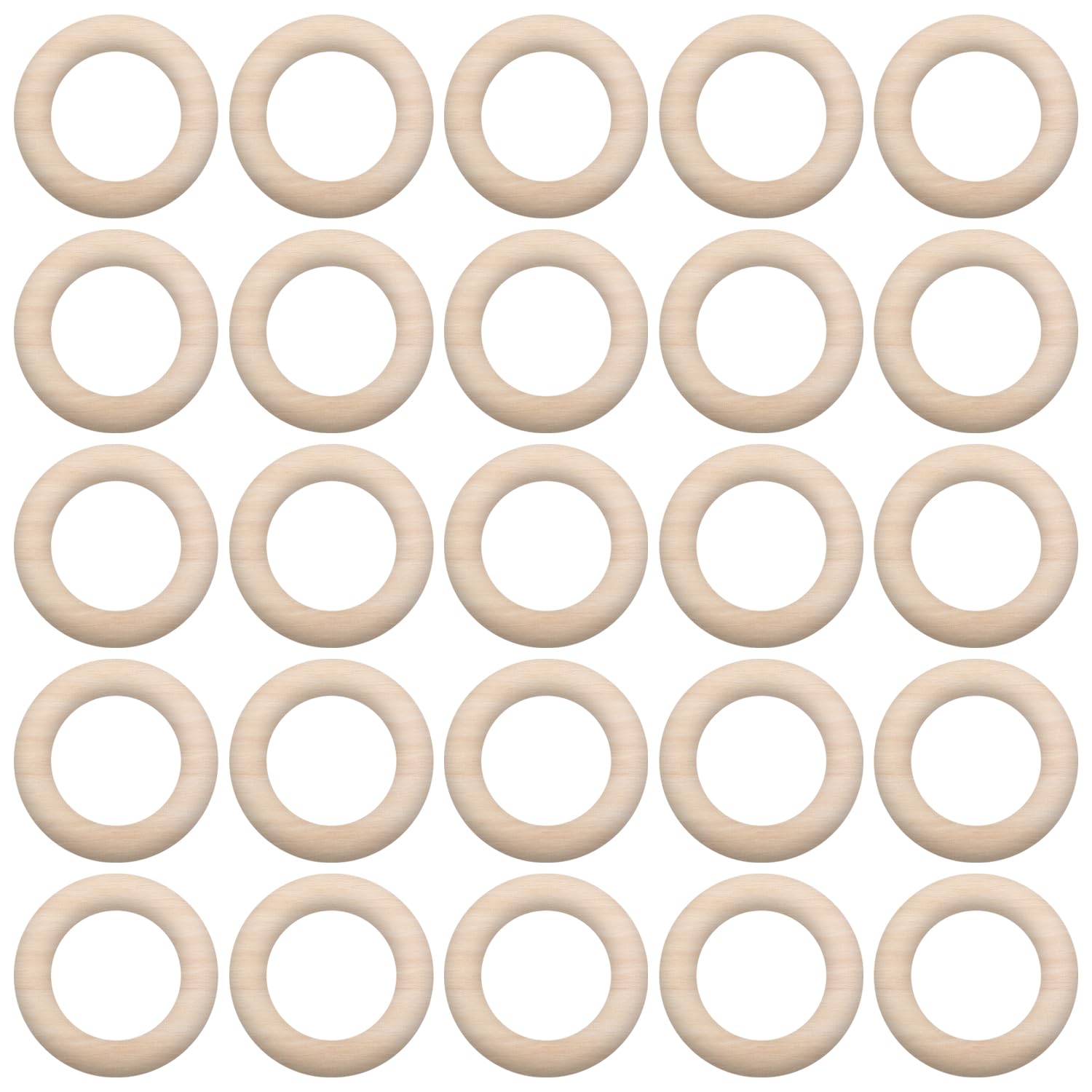 25 anillos de madera grandes de 55 mm, anillos de madera circulares naturales, anillos de madera para colgar colgantes, adecuados para manualidades, juguetes de decoración, etc