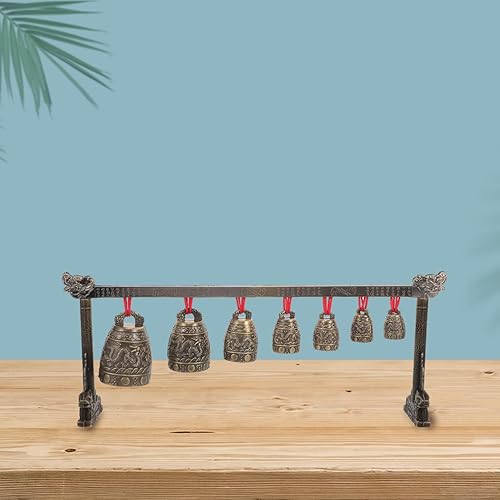Miniatura 2 de Campanas chinas retro de aleación de zinc, instrumento de percusión para meditación, decoración del hogar, compacto, 15 pulgadas, estilo antiguo,