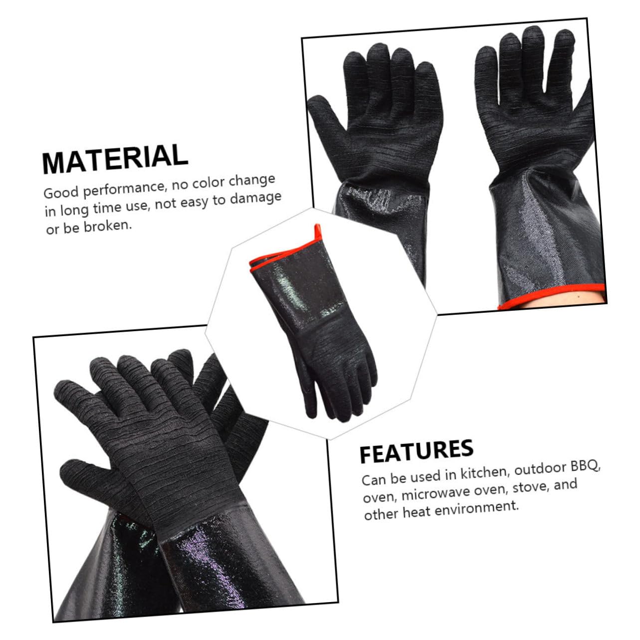 Guantes De Cocina Resistentes Al Calor Agua De Neopreno, Impermeables y Aislantes Térmicos para Barbacoa y Horno, Protección Manos Reutilizables, Negro