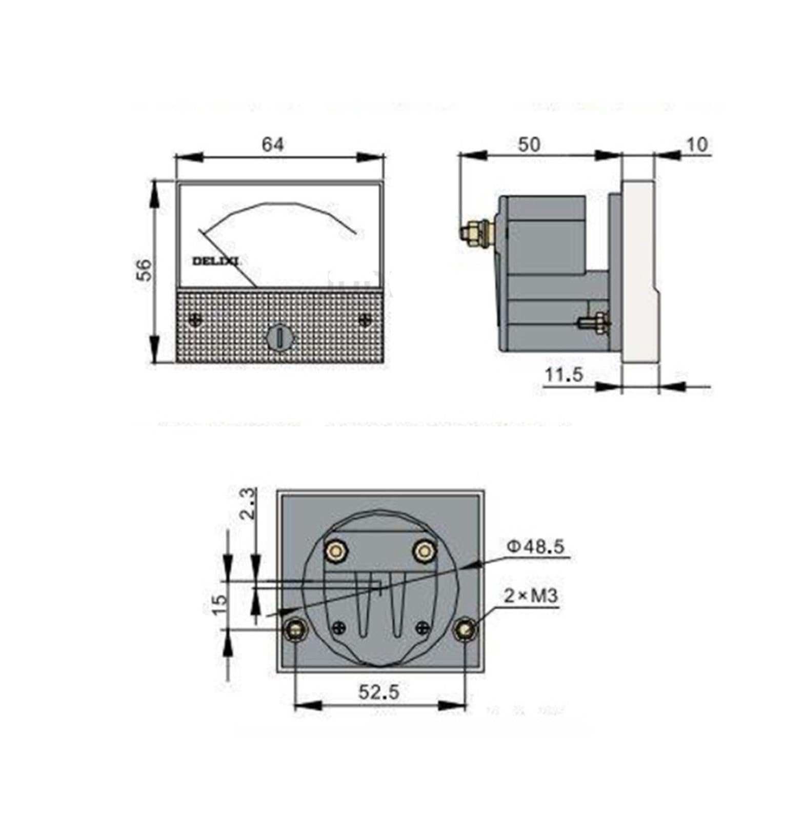 85L1-HZ Type de pointeur carré AC 100/220 V/380 V panneau analogique compteur de fréquence testeur jauge indicateur 45-55Hz 65x65mm 1 pièces(220V)
