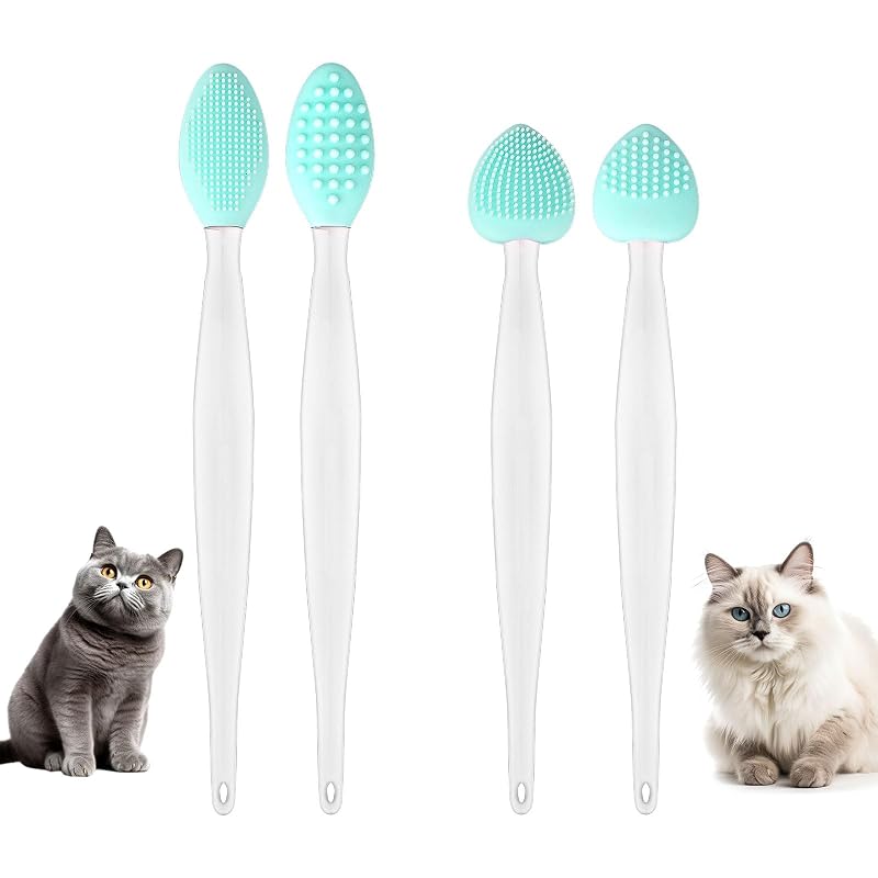 Escova de Silicone para Gatos com Cabo ABS, 2 Estilos, Gosknor, Pacote com 4