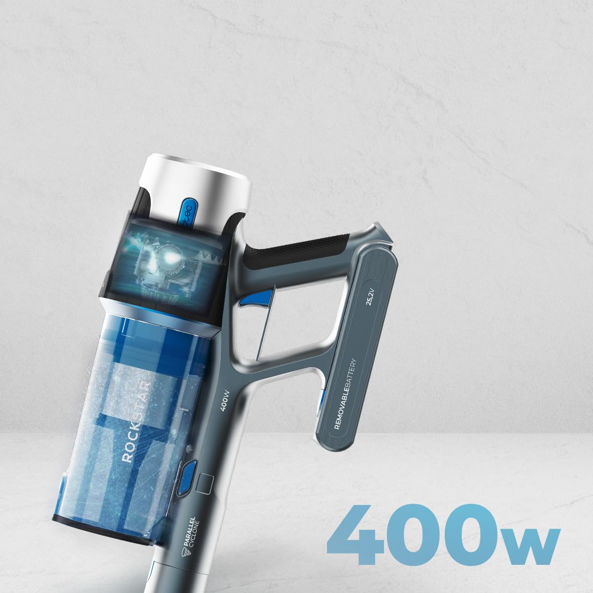 Cecotec Bezprzewodowy odkurzacz miotła Conga Rockstar RS50 X-Treme. 120 AW, silnik 400 W, czas pracy 60 minut w trybie Eco, Rigid Tube i szczotka do mieszania XL, czyści do 130 m²