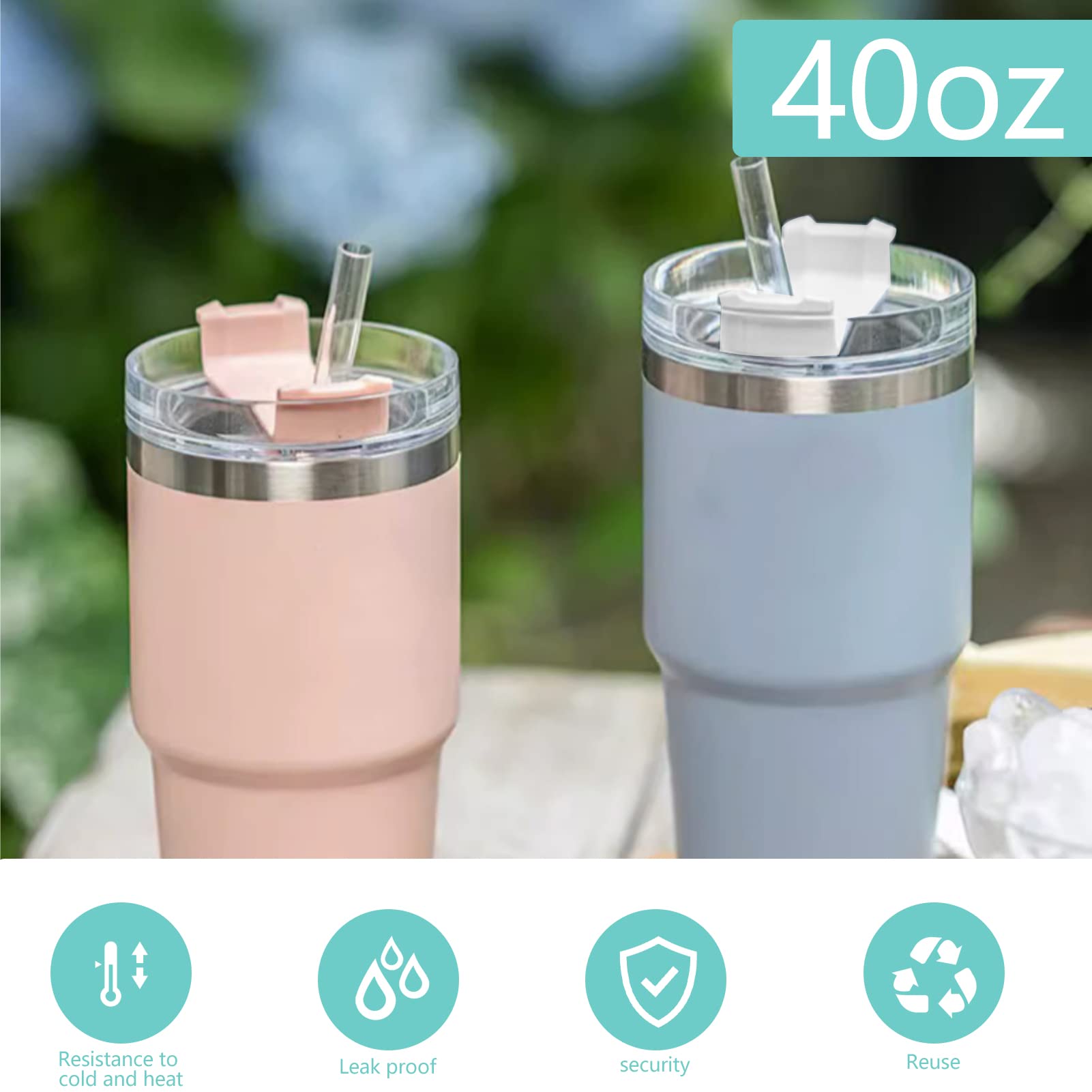 40 OZ Tumbler Lid Compatible For Stanley, Spill Proof Splash Resistant Tumbler Covers Fit For Stanley And More Coffee Mugs 2 Pack 40 Oz White - View #9