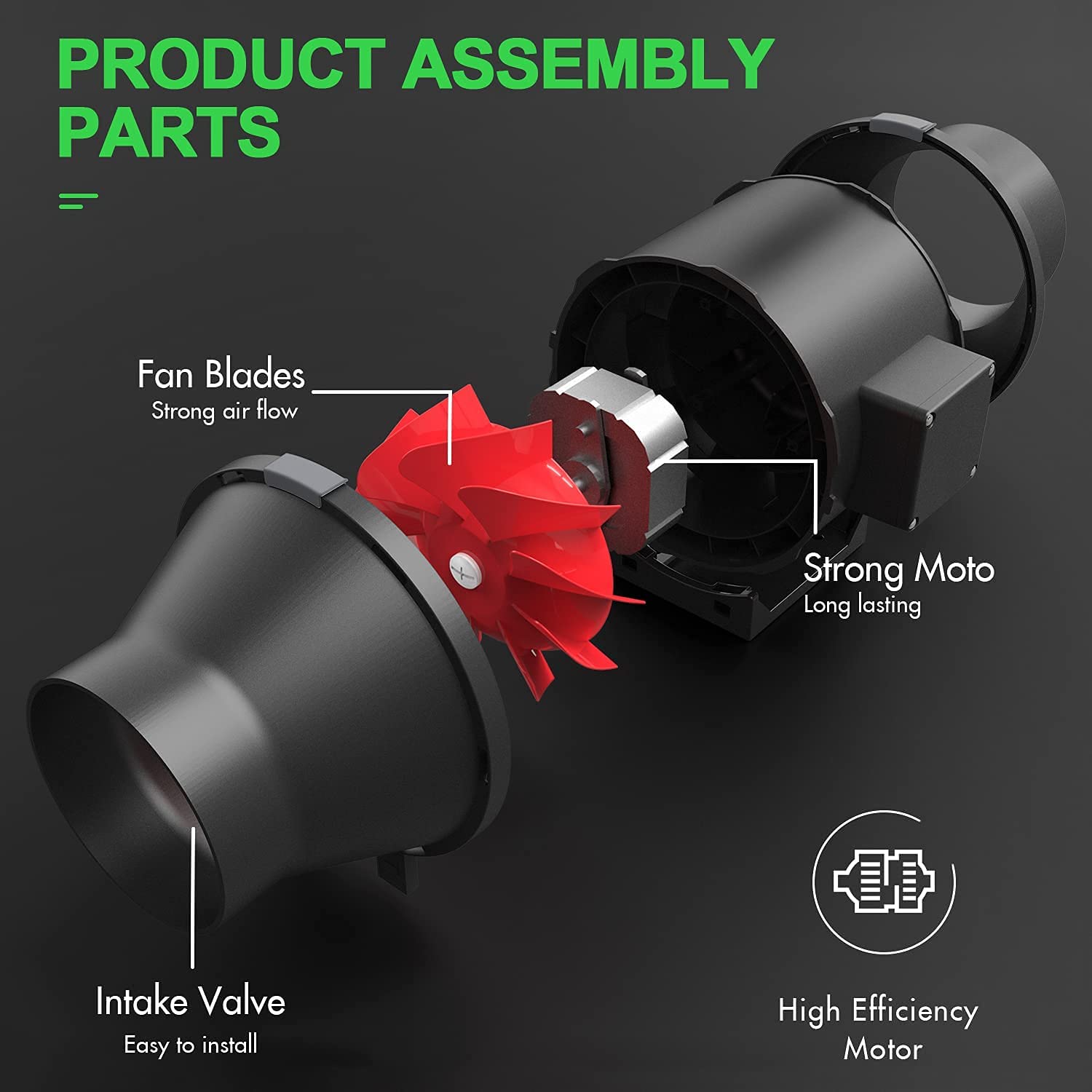 iPower 4 Inch 200 CFM Inline Duct Ventilation Fan with Variable Speed Controller for Grow Tent/Hydroponics/Indoor Garden, Black