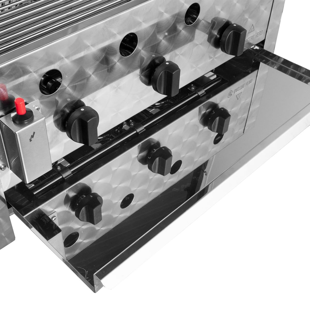 GastroHero Tischbräter, 3 Brenner, 10 kW, Edelstahl TBG3-T | Profi Gastro Kombibräter, Outdoor Tischgrill 650×570×270 mm inkl. Gasschlauch & Druckminderer