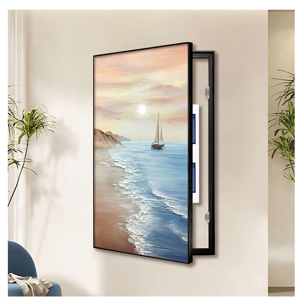 Dekoracyjna osłona panelu elektrycznego, montowana na ścianie aluminiowa osłona skrzynki bezpieczników, zdejmowana pokrywa miernika do dekoracji wnętrz, H-40 x 60 cm/15,7 x 23,6 cala