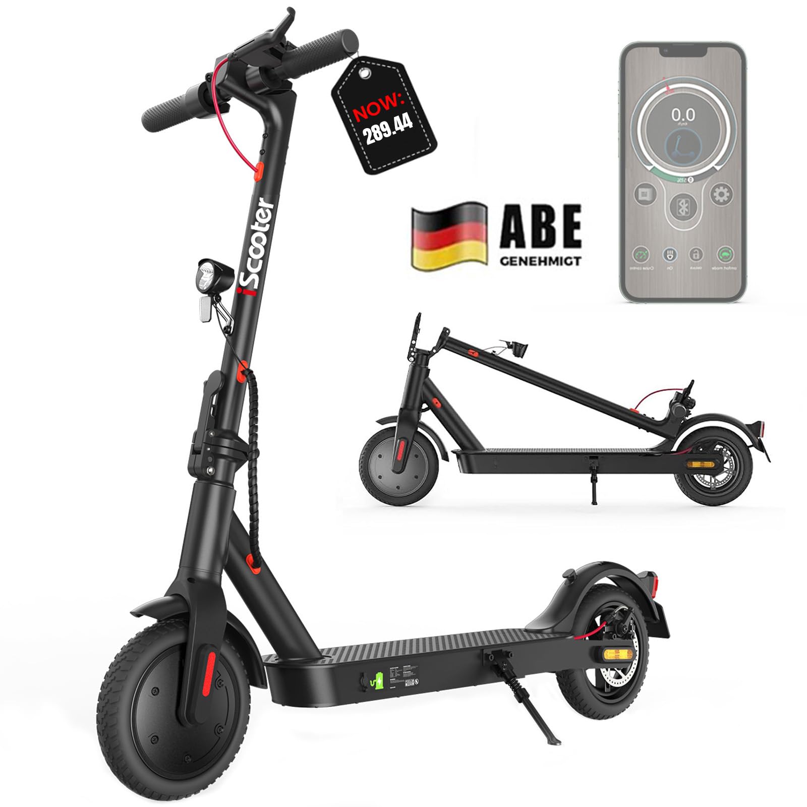 iScooter Elektroscooter für Erwachsene mit Straßenzulassung und 30 km Reichweite