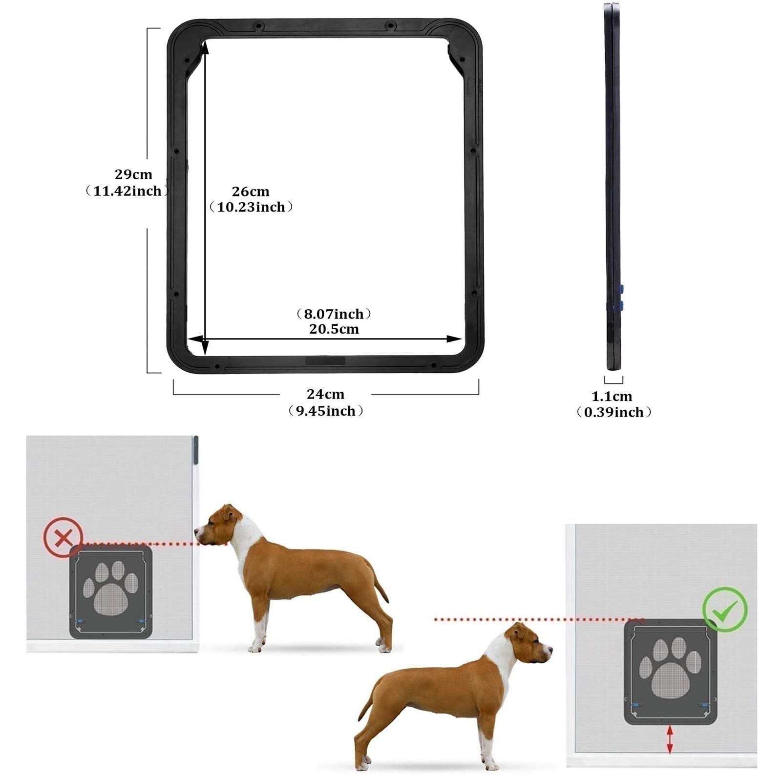 Katzenklappen Hua Katzenklappe/Haustier Tür Für Kleines/Mittleres Tier, Magnetische Klappenpaneel-Haustier-Tür-ABS- Und Nylonmaterial, 2 Größen (Size : 29x24cm)
