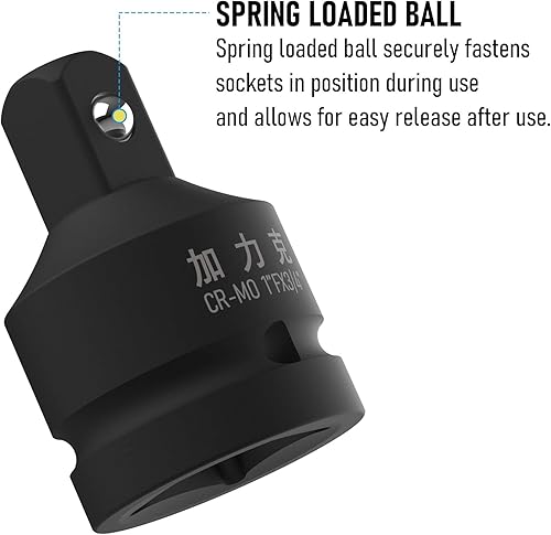 Miniatura 35 de Adaptador de enchufe de impacto y reductor de 1/2 pulgada (F) a 3/4 pulgadas (M) para llave de trinquete, hembra a macho, CR-MO, (mejorada, negro)