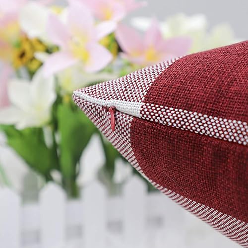 Miniatura 10 de 4TH Emotion Juego de 2 fundas de cojín o almohada de lino de poliéster con estampado a cuadros estilo alquería para decoración del hogar en otoño,