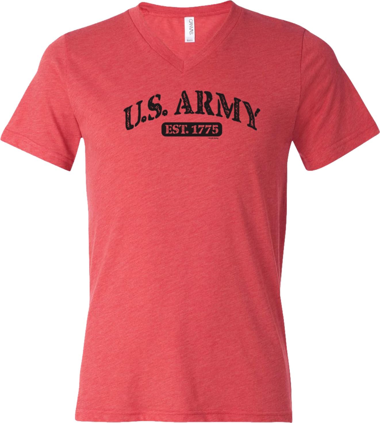 US Army Est 1775 Distressed Print Tri Blend V-Neck Shirt