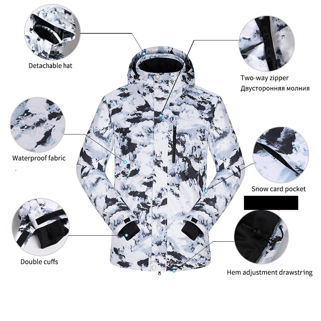 Haitpant Traje de esquí para hombre, cálido, resistente al viento, impermeable, para deportes al aire libre, chaquetas y pantalones de nieve