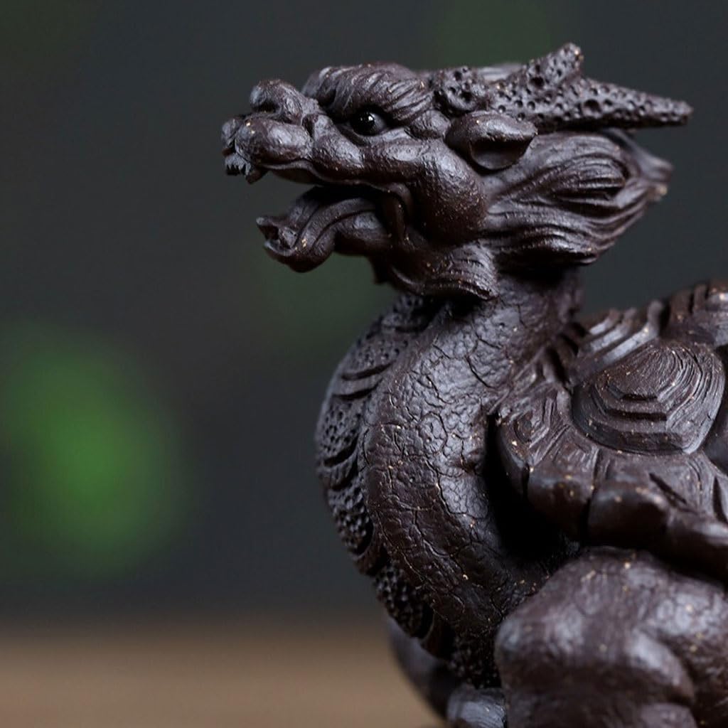Akcesoria do herbaty dla zwierząt domowych zestaw do herbaty fioletowy piasek smok żółw ozdoby dla zwierząt Feng Shui Fortune figurki do herbaty dekoracje
