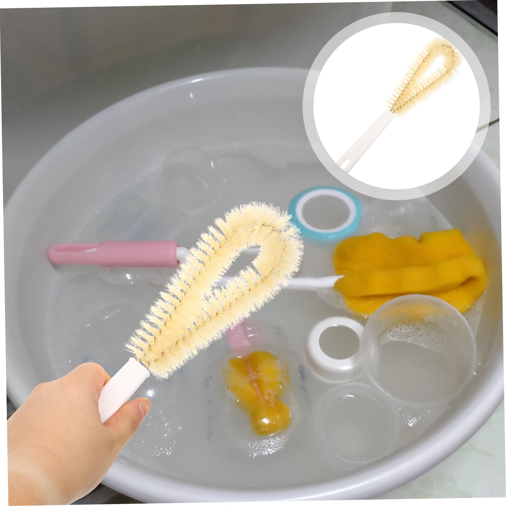 HAPINARY 90 Bending Cleaning Bottle Cleaner Bottle Cleaning Bottle Brush Cup Brush Cleaner Kitchen Brush Glink Water Bottle Glassware Water Bottle Mug Cleaner Pig Hair