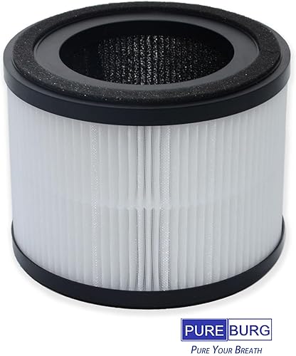 Miniatura 4 de PUREBURG Filtro de repuesto compatible con MOOKA AP-S0610L purificador de aire, paquete de 2 unidades H13 HEPA de 3 etapas de filtración de carbón