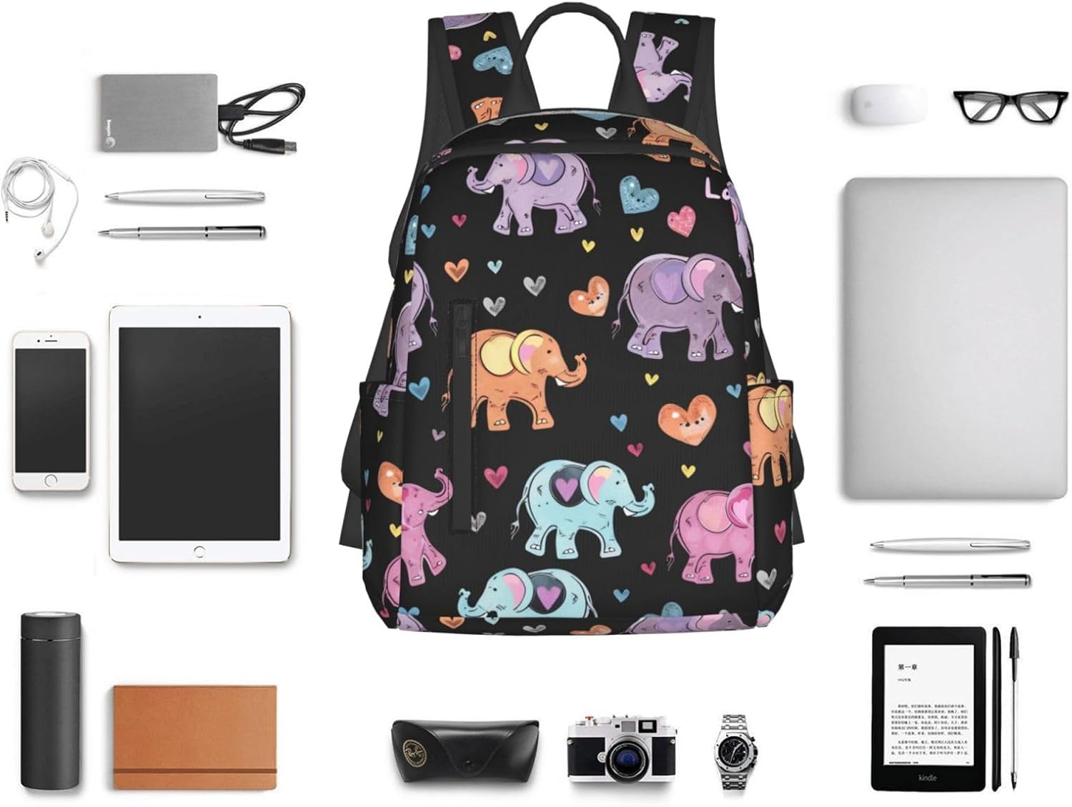 Cute Elephants Travel Backpack for Women Men Lightweight Laptop Backpack Casual Daypack Backpack Purse for Hiking Gym Camping Business