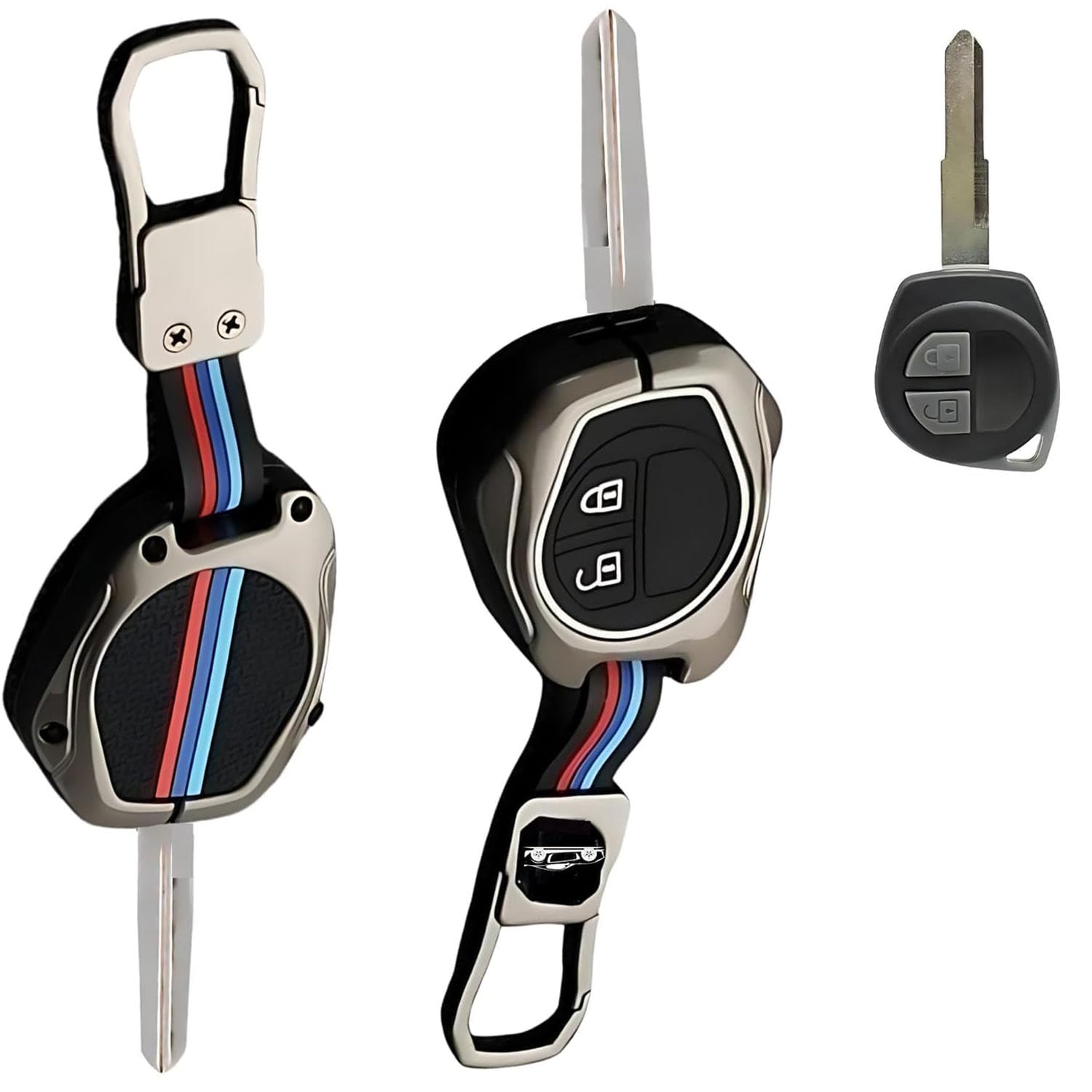 CCE Premium Metal Key Cover Compatible for Swift,Ertiga,Wagonr,Swift Dzire,Alto,Fronx,S Presso,Ignis,Baleno,Vitara,Brezza,Celerio,Ciaz,Sx4 (2 Button Cover)