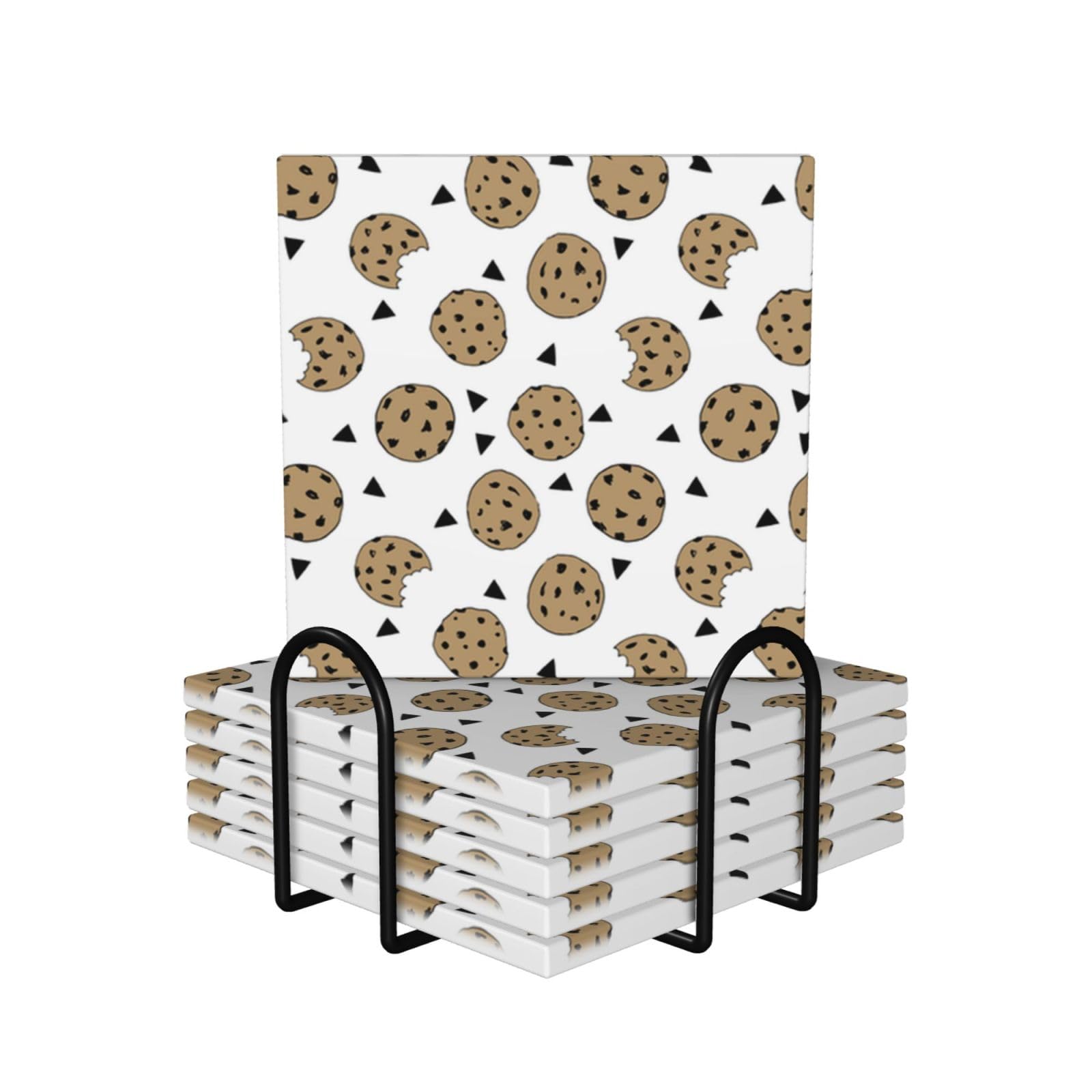 Cookies Food Chip Biscotti stampati sottobicchiere in ceramica Set di 6 sottobicchieri decorativi Sottobicchiere