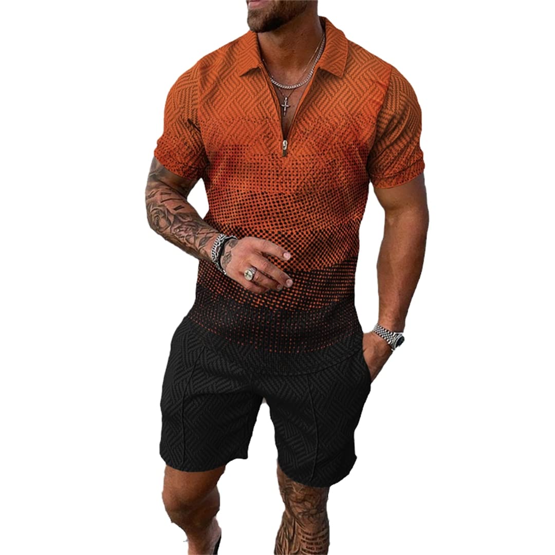 Letni hawajski dres treningowy, odzież męska, spodnie polo, zestaw 2 szt, 1111, 3XL
