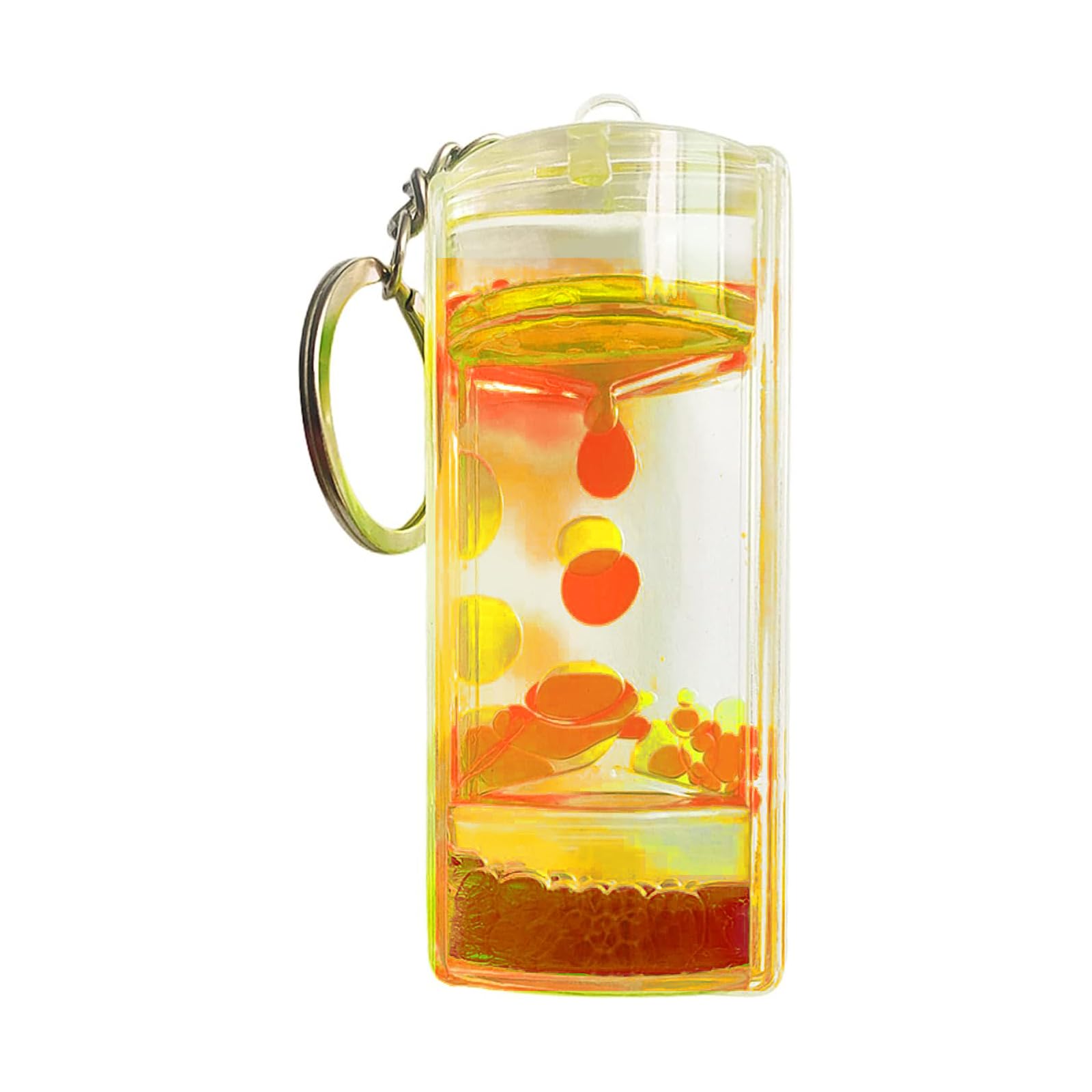 Liquid Motion Timer Keychain Creative Charm Keyrings Sensory Toy Liquid Hourglass Bubble Pendant Keychain Car Key Chain Handbag Decoration Accessories for Kids and Adults (B)