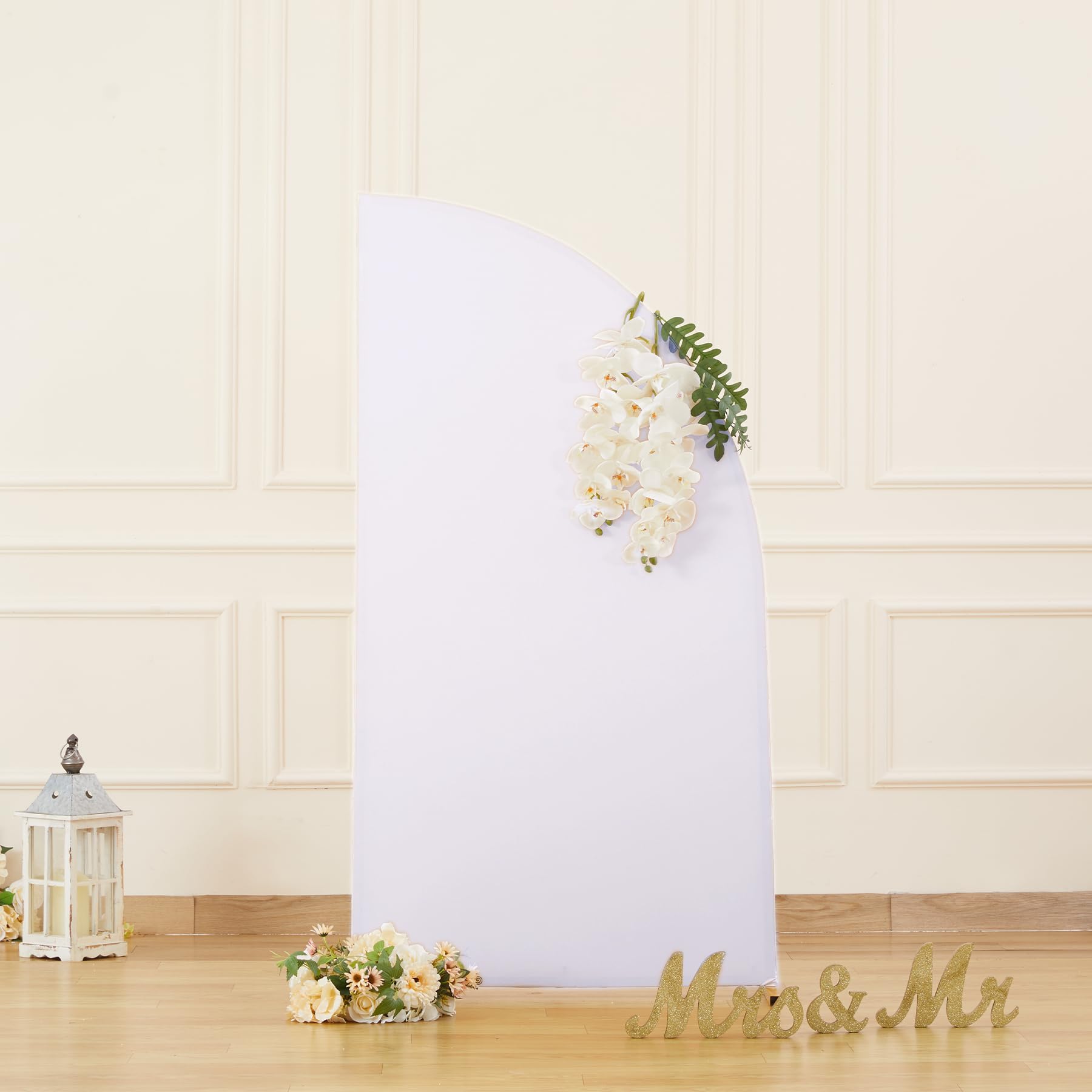 White Half Moon Arch Covers Wedding Arch Backdrop Cover for Weddings Birthday Parties Baby Showers Events – 5ft White Half Arch Fabric Cover Set