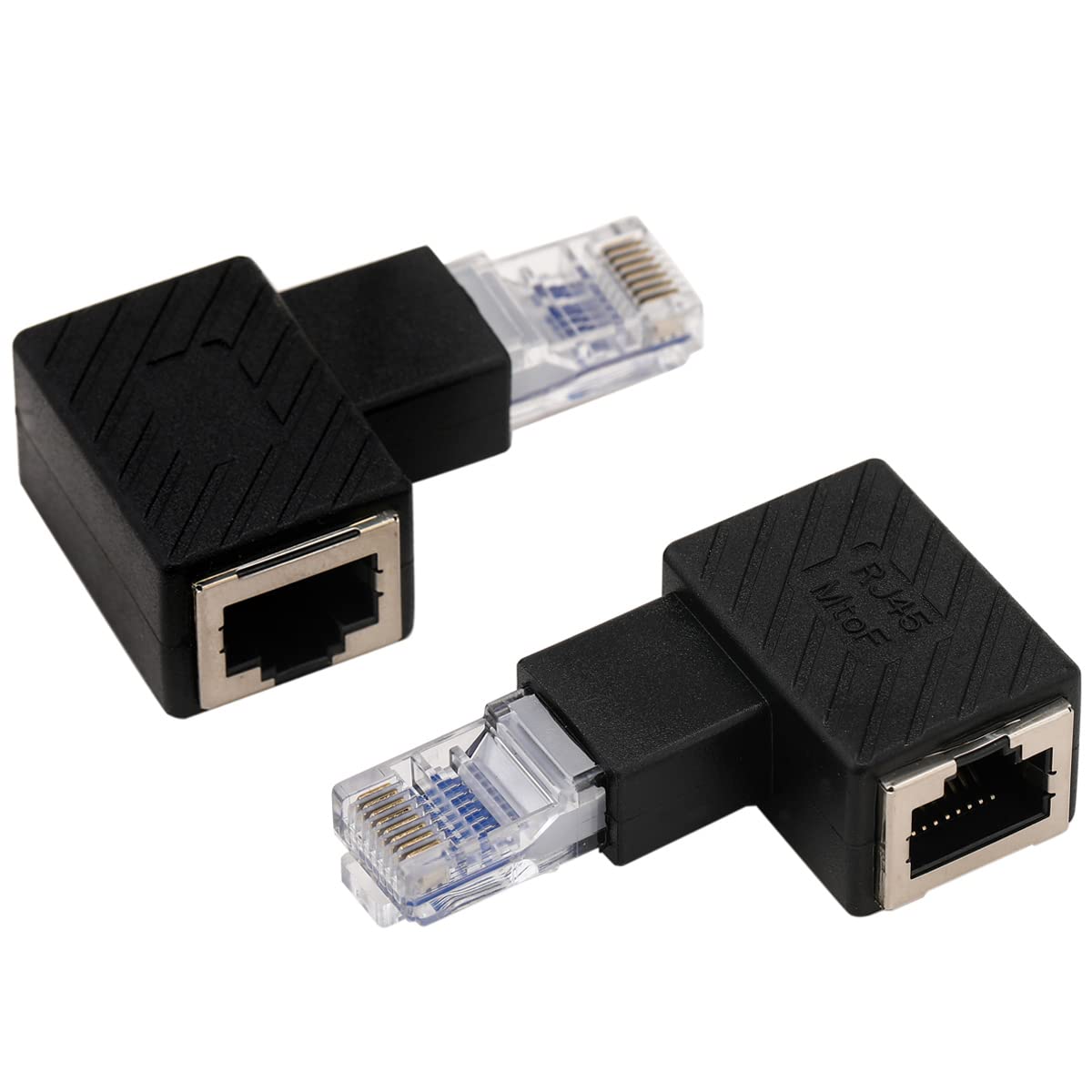 Greluma 2 Pz Adattatore Ethernet a 90 gradi, connettore LAN RJ45 ad angolo sinistro e destro, connettore di rete di estensione da maschio a femmina, per computer, laptop, router