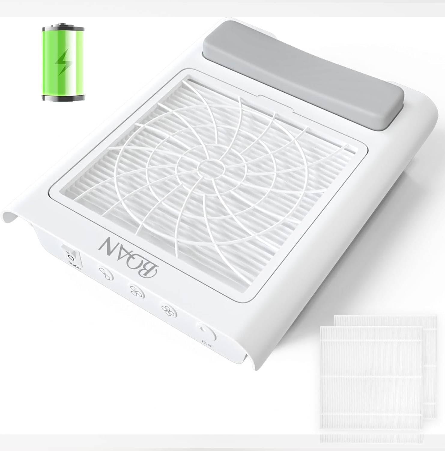 BQAN Nail Dust Collector, Profesional Dust Collector Nail Tech Quiet Rechargeable Nail Vacuum Fan Nail Tech Must Have Manicure Tools with 2 Reusable