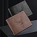 1Pcs Men's Fashion Multifunctional Trifold Wallet with Money Clip, Premium PU Leather with Dacron and Spandex, Elegant Deer Embossed Design, Multiple Storage Pockets