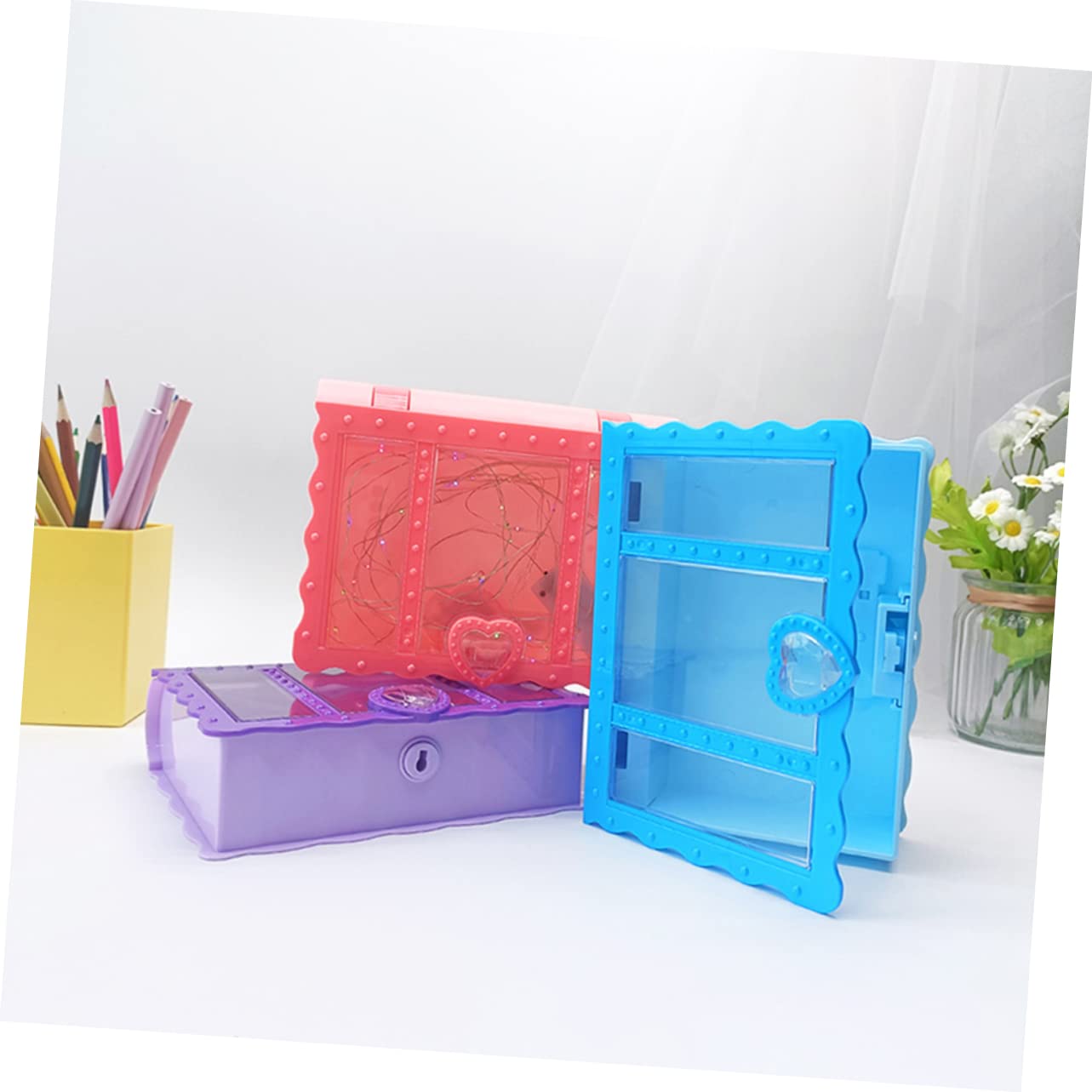 STOBAZA Lockable Boys and Girls Toy Storage Box Book Shape Decorative Box Large Capacity Storage Bag for Boys and Girls