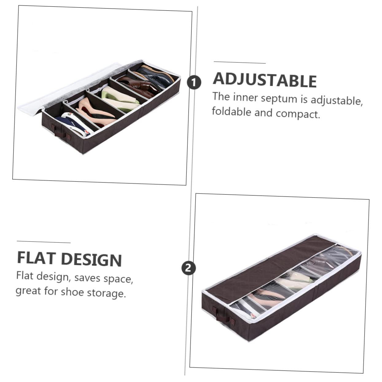 HOOTNEE 1Pc Shoe Storage Case Compact Non Woven Folding Organizer Box with Visible Window for Home Dust and Moisture Protection for Various Shoe Types