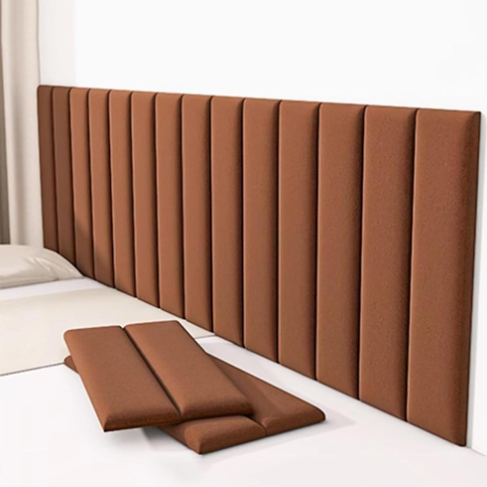 Upholstered Wall Panels Padded Wall Stickers For Bedroom, 3D Anti-Collision Wall Padding,Headboard, Self-adhesive Anti-collision Wall Padding,02,2 pcs — image 1