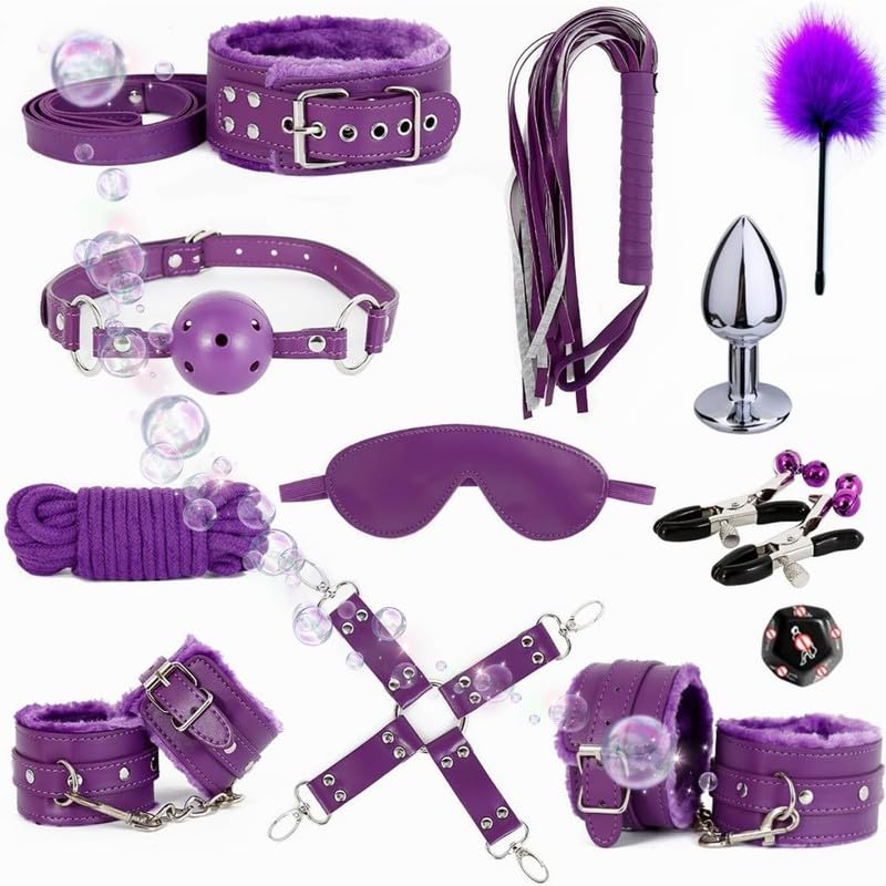 Conjunto De Cama En Piel Multifuncional De 12 Piezas Violeta, Fácil De Transporte, Adecuado Para La Piel, Regalo Para Una Pareja - D4