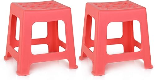 Miniatura 22 de Mintra Home - Taburetes de plástico ligeros, paquete de 2 (18 pulgadas de altura, rojo) Rojo -,Negro -,Marrón,Coral,Azul